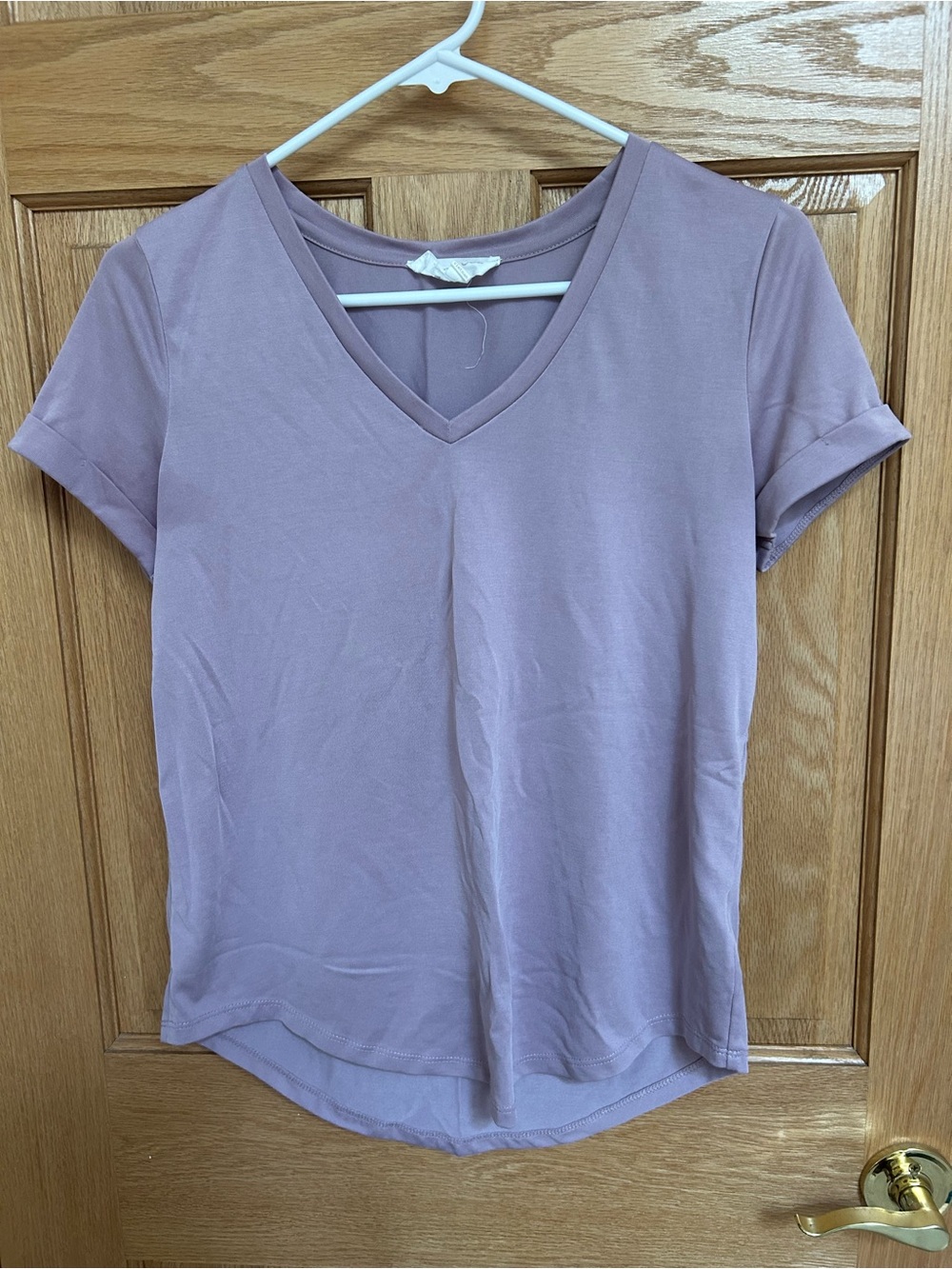 Pink Rose V-Neck Short Sleeve Tee - Lavender